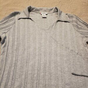 One Step Up Plus Faux Wrap Gray Top